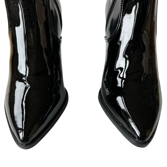 Steve Madden Boots Aroma Black Patent Leather Western Ankle Boot Women's Size 6 - Picture 7 of 10